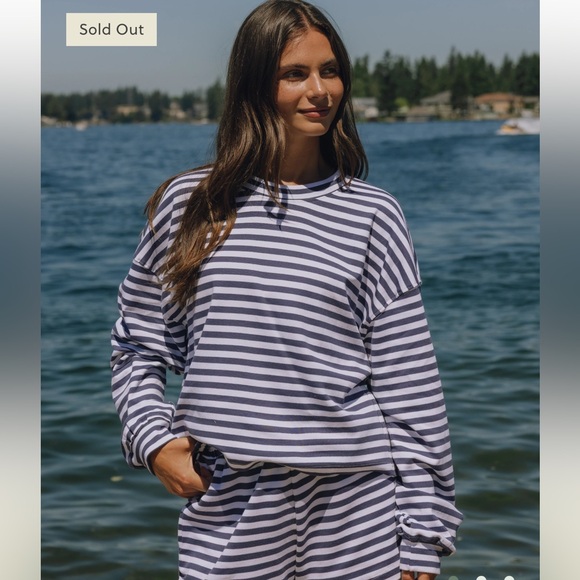 Daily Drills Navy and White Striped Cotton Long Sleeve - Picture 2 of 6